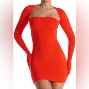 Naked Wardrobe Vibrant Red Long Sleeve Dress